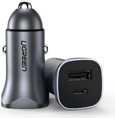 Image de Chargeur de voiture Ugreen CD130 USB-A / USB-C 30W - gris