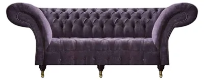 Zdjęcie produktu dla Stylowa, fioletowa, trzyosobowa sofa tapicerowana Chesterfield do salonu