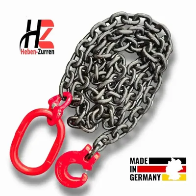 Produktbild von Forstkette GK8 mit Schlinghaken – 10 mm – 2 m – EN 818-2 – Zugkraft 6300 daN – schwarz lackiert