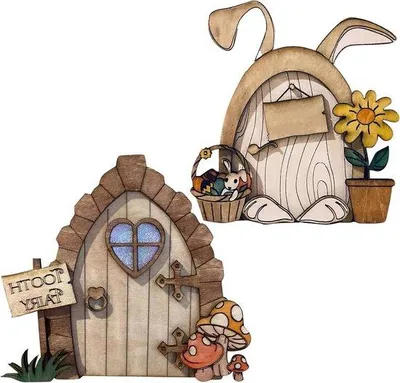 Immagine prodotto di Set di porte e finestre con piccoli elfi per decorazioni da giardino e sugli alberi