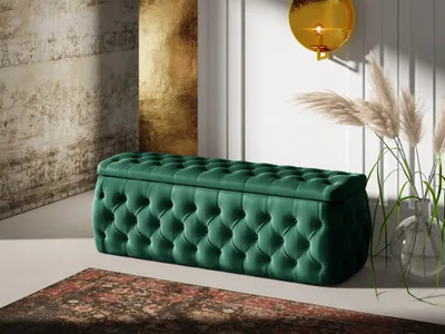 Produktbild von Polsterhocker mit Stauraum ERNESTO 160x50x45 cm Elisa Velvet Dunkelgrün
