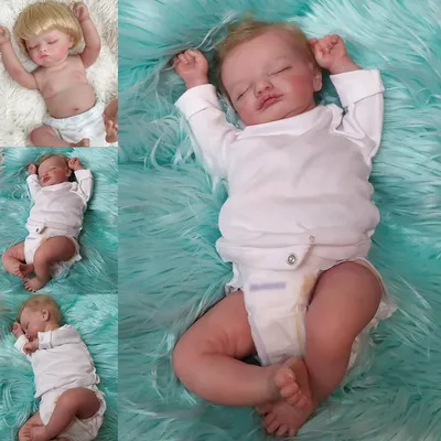 Zdjęcie produktu dla 18-calowa winylowa lalka odrodzona, śpiące dziecko Rosalie, realistyczna, miękka skóra 3D z widocznymi żyłami, kolekcjonerska lalka artystyczna