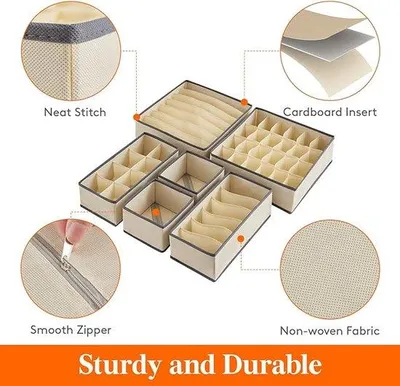 Image de Rangement à chaussures, 6 compartiments, en tissu, porte-sous-vêtements