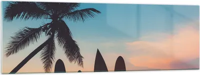 Produktbild von Bilder auf glas - Strand Meer Palme - 160x50cm - Glasbilder - Wandbilder - Kunstdruck - zum Aufhängen bereit - Wanddekoration aus Glas - Glas Bilder - Wandbild auf Glas - Einteilig - GAB160x50-4080