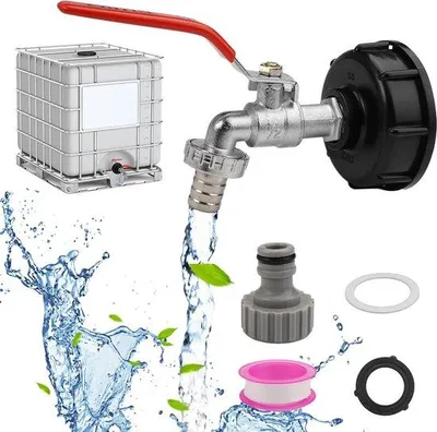 Produktbild von IBC-Wasserhahn 1-2 Zoll für IBC-Wasserbehälter - IBC-Kugelhahnadapter - IBC-Entlastungshahn mit Zubehör