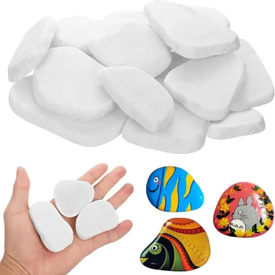 Imagen del producto de Piedras decorativas blancas, 15 unidades, de 4,8 a 8 cm, para pintar y manualidades