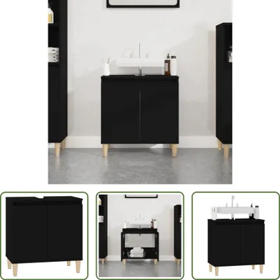 Produktbild von The Living Store Waschbeckenunterschrank Schwarz 58x33x60 cm Holzwerkstoff