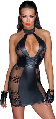 Immagine prodotto di Vestito corto in tulle, inserti Powerwetlook e fasciatura a corsetto - L