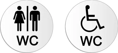 Produktbild von Schilder Set WC Damen Herren + Rollstuhl aus Aluminium Ø 100 mm – Lichtbeständig Kratzfest