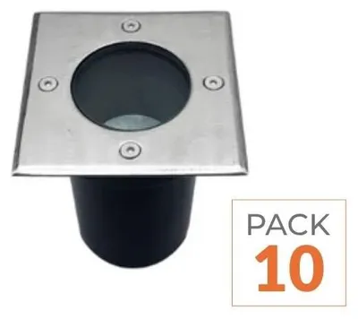 Image de Spots LED extérieurs encastrables, carrés, pour ampoule GU10 - Pack de 10