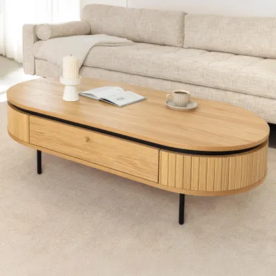 Produktbild von riess-ambiente Moderner Couchtisch ATELIER 120cm Eiche schwarz mit zwei Schubladen Beistelltisch Tisch Ablagetisch