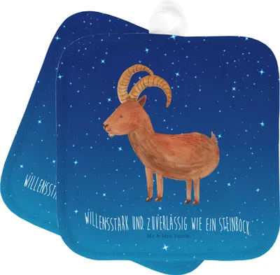 Produktbild von Mr. & Mrs. Panda Topflappen Sternzeichen Steinbock - Sternenhimmel Blau - Geschenk, Geburtstag Dezember, Januar, Bock, topfhalter, Kochlappen, Steinböcke, Topfuntersetzer