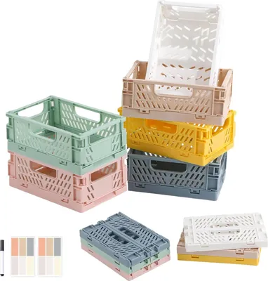 Produktbild von Klapkisten - Kunststoff Klappbox - 6 Stück - Faltbare Aufbewahrungskiste - Mini Klappbox - Tragbare Kisten - 15 x 97 x 6 cm