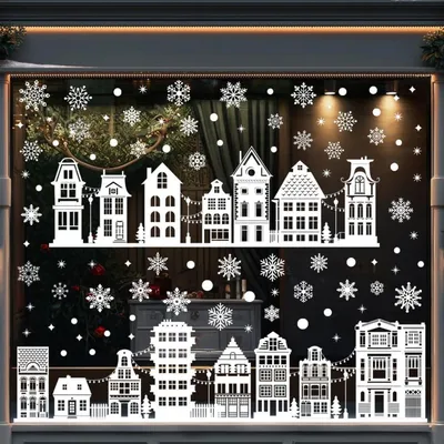 Produktbild von Fensterbilder Weihnachten Selbstklebend Wiederverwendbar Schneeflocken 9er Set 20x30cm PVC