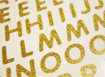 Image de 66 autocollants - Alphabet - Paillettes dorées