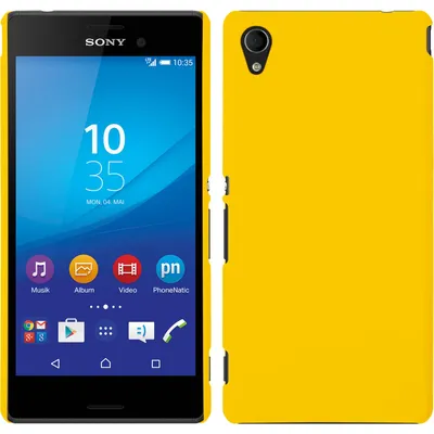 Produktbild von PhoneNatic Case kompatibel mit Sony Xperia M4 Aqua - Hülle gelb gummiert Hard-case + 2 Schutzfolien