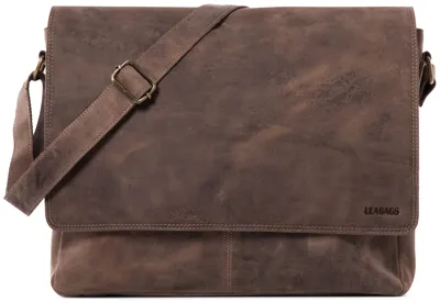 Produktbild von LEABAGS Oxford Umhängetasche Leder Laptoptasche 15 Zoll aus echtem Büffel-Leder im Vintage Look, - Gut