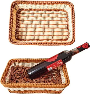 Obrázok produktu pre Tkaný košík z ratanu 30 x 20 x 7 cm na chlieb a ovocie