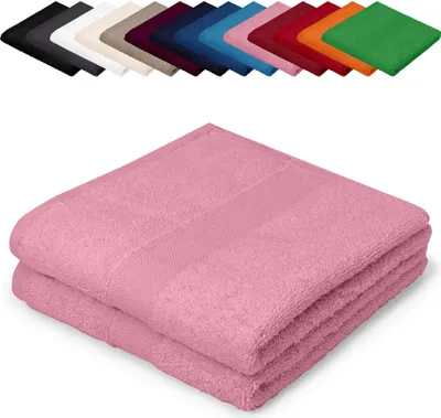 Produktbild von DOPPELPACK Duschtücher 70x140 cm Duschhandtücher 100% Baumwolle, Farbe: Rosa