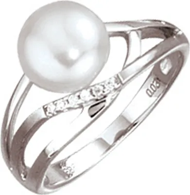 Produktbild von Damenring Zuchtperle & Diamanten Brillanten 585 Gold Weißgold Fingerschmuck Innenumfang 54mm  Ø17.2mm