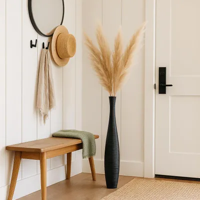 Produktbild von Leewadee Hohe Bodenvase 85 cm aus Mangoholz in schwarz