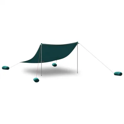 Image de vidaXL Tente d'ombrage de plage avec sacs de sable vert 304x300 cm