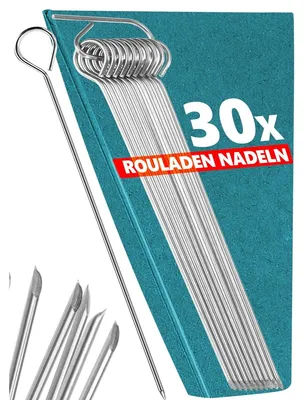 Productafbeelding van Rouladenaalden roestvrij staal - 10 cm - Set van 30 - Met opbergclip