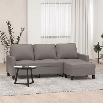 Productafbeelding van Maison Exclusive - Driezitsbank met voetenbankje, taupe kleur, 180 cm, gestoffeerd