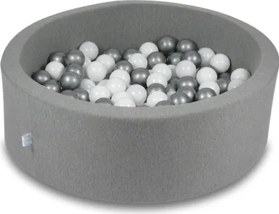 Produktbild von Trockenbecken 90x30cm grau mit 200 Bällen: weiß, silber