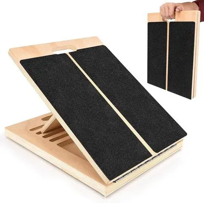 Produktbild von Trainingswedge für Kniebeuge und Beinbeugung - Hölzernes Trainingsgerät - Naturholz - 40 cm lang
