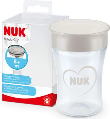 Produktbild von NUK Magic Cup Trinklernbecher | Auslaufsicherer 360°-Trinkrand | 8+ Monate geeignet | -frei | 230 ml Fassungsvermögen | Herz-Design (neutral)