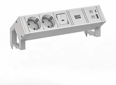 Productafbeelding van BACHMANN DESK2, wit, 2x CEE7/3 stopcontacten, 1x USB A/C poort, 22W, 0,2 meter, GST18