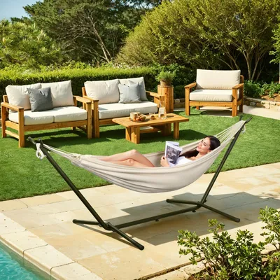 Produktbild von EUGAD Doppel-Hängematte mit Gestell 250kg Schaukelbett Garten Camping