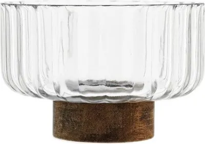 Image de Luana Bowl Piccola : bol en verre et bois d'acacia - bol de service et de décoration, 14 x 9,5 cm
