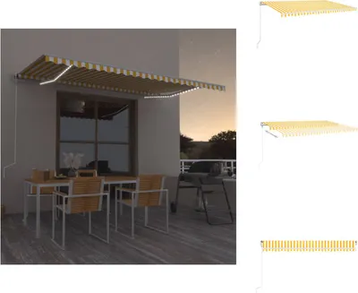 Produktbild von vidaXL Automatische Markise mit LED & Windsensor 500x350 cm Gelb/Weiß -  Markisen