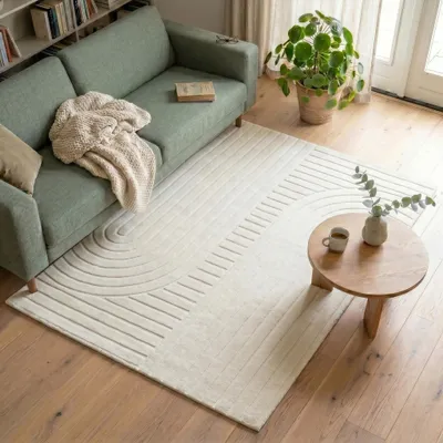 Produktbild von Volero - Teppich Wohnzimmer - Charm Arches Weiß - 160x230 cm - Wohnzimmer, Schlafzimmer - Modern, Skandinavisch