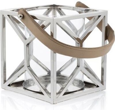 HowHomely Windlicht Stahl Quadrat 21cm - stilvolle Beleuchtung, silber