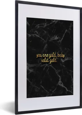 Produktbild von MuchoWow® Gerahmtes Poster Zitate - Sprichwörter - Gold - Marmor 40x60 cm - Poster mit Schwarzem Bilderrahmen Wandposter Rahmen Foto Bilder - Poster in Rahmen