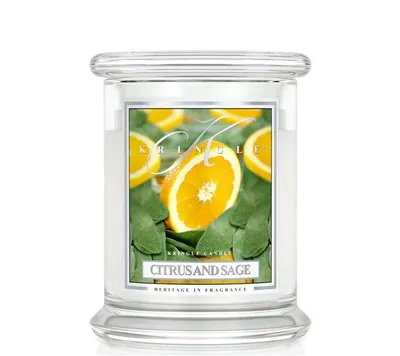 Productafbeelding van Kringle Candle, geurkaars in pot, medium formaat, geur: citrus en salie