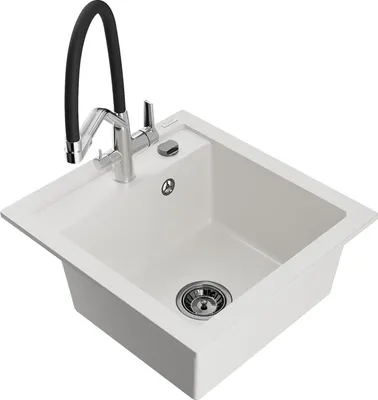 Produktbild von Mexen Vito Granitspüle 1-Becken, Weiß mit Armatur