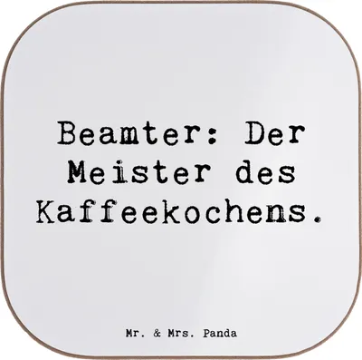 Produktbild von Mr. & Mrs. Panda Untersetzer für Gläser Spruch Beamter Kaffeemeister - Weiß - Geschenk, Tasse, Geschenke Beamten, handgefertigte, Beruf, Tassenuntersetzer, Berufsprodukte