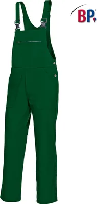 A pair of green overalls with a white background.