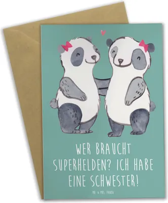 Produktbild von Mr. & Mrs. Panda Grußkarte Liebe Schwester - Meeresbrise - Geschenk, Jubiläen, Geschwisterliebe, einladungskarten, weihnachtskarten, Grußkarten, persönliche Erinnerungen