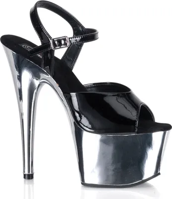 Produktbild von ADORE-709 Damen Sandale von Pleaser, Schwarz Silber , EU 42, US 12