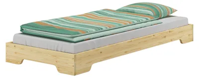Produktbild von Extra platzsparendes stabiles Flachbett in kompakter Form 90x190 Studentenbett Massivholz V-60.41-09-190Rollrost inkl.