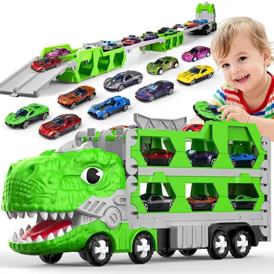 Image de Camion transporteur de dinosaures, 170 cm, pour 6 voitures, pour enfants