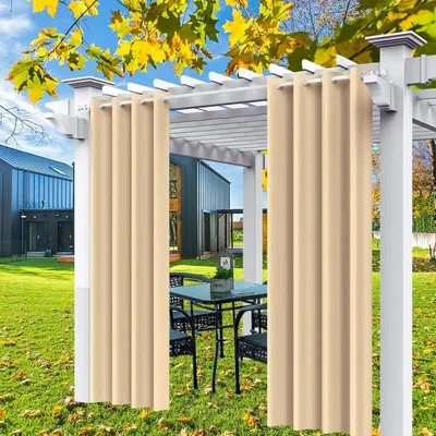 Produktbild von Gartenvorhang Wasserdicht Verdunkelung Modern Beige 132x245 cm