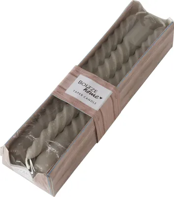 Produktbild von Boltze Stabkerze Twisto (6-tlg., hellgrau, 20 cm, aus Wachs, modernes Design)