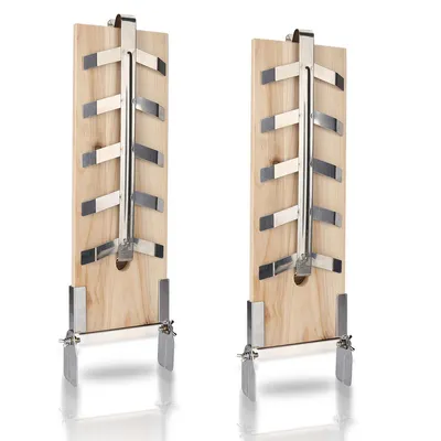 Produktbild von SWANEW Flammlachsbrett Räucherbrett 2er Set Holzplatten mit sehr stabilen Halterungen