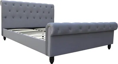 Immagine prodotto di Letto in velluto "Gedefroy" - 140 x 190 cm - grigio